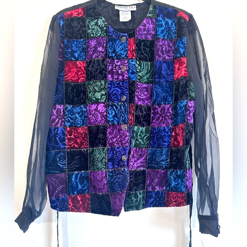 Velvet burnout sheer floral tie back patchwork vintage blouse RENFAIRE 16 NEW
